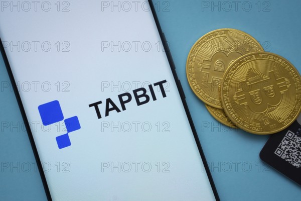 Dhaka, Bangladesh - 20 Sep 2025: The logo of Tapbit is displayed on a smartphone screen