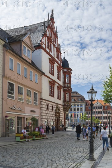 Townhouse, pedestrian zone, Spitalgasse, Coburg, Upper Franconia, Franconia, Bavaria, Germany
