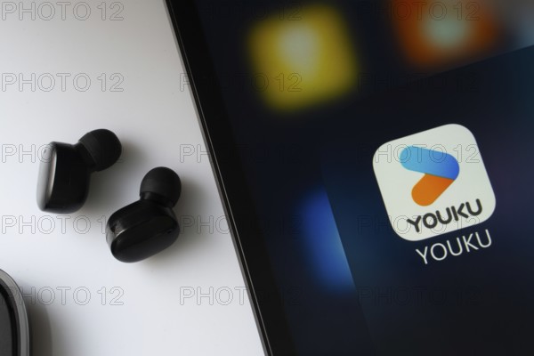 Dhaka, Bangladesh- 22 June 2025: A close up of an iPad screen displaying the YOUKU app