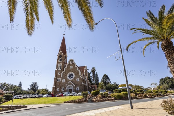 Christuskirche is a historic Lutheran church built between 1907 and 1910 during the German colonial period, Windhoek, Namibia