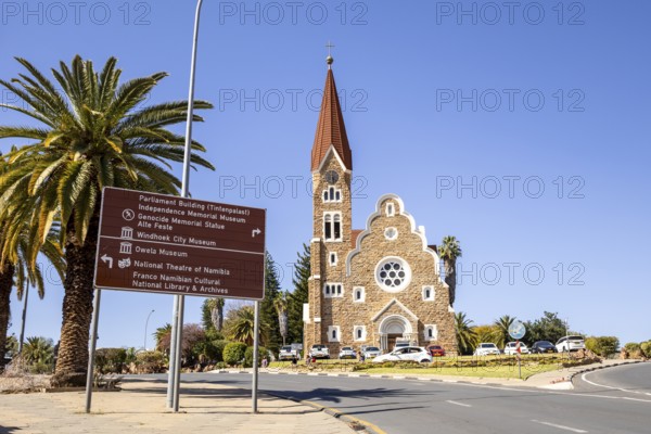 Christuskirche is a historic Lutheran church built between 1907 and 1910 during the German colonial period, Windhoek, Namibia