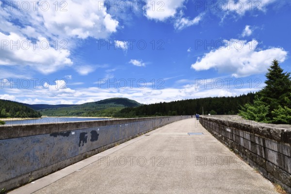 Forbach, Germany - July 13th 2025: Schwarzenbachtalsperre gravity dam and lake in Forbach in Black Forest