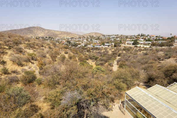 A panoramic view of Windhoek, Namibia, from the National Botanic Garden, and Desert Plants house