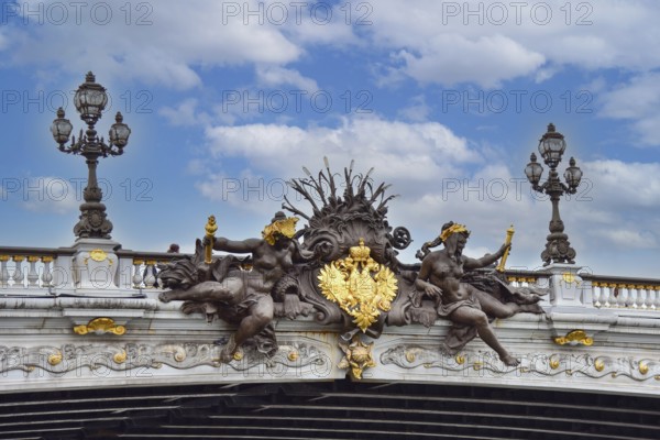 The Pont Alexandre III bridge over the River Seine in Paris, France