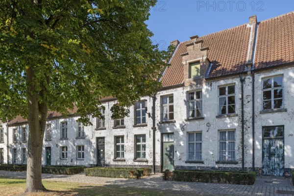 17th century beguines' houses in the Sint-Alexiusbegijnhof, Saint Alexius beguinage in the city Dendermonde, Termont, East Flanders, Belgium
