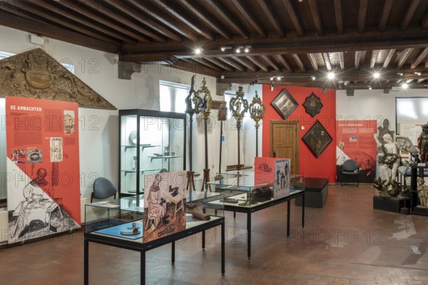 Interior of the Butcher's Hall, Vleeshuis, archaeological museum in the historic city centre of Dendermonde, Termont, East Flanders, Belgium