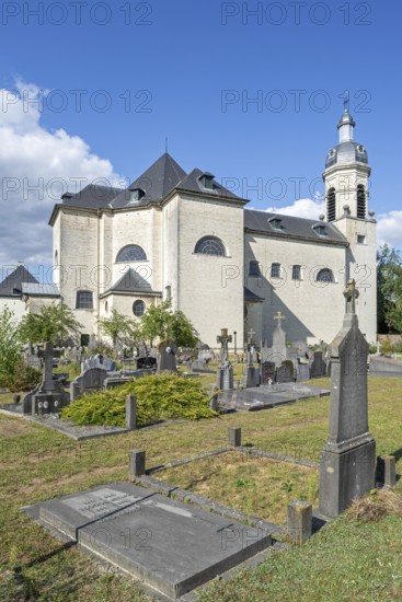 18th century Neo-classical abbey church and cemetery at Abdij van Vlierbeek, former Benedictine abbey, Kessel-Lo near Leuven, Flemish Brabant, Belgium