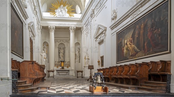 Altar and choir stalls of the Church of Our Lady at Abdij van Vlierbeek, former Benedictine abbey at Kessel-Lo near Leuven, Flemish Brabant, Belgium