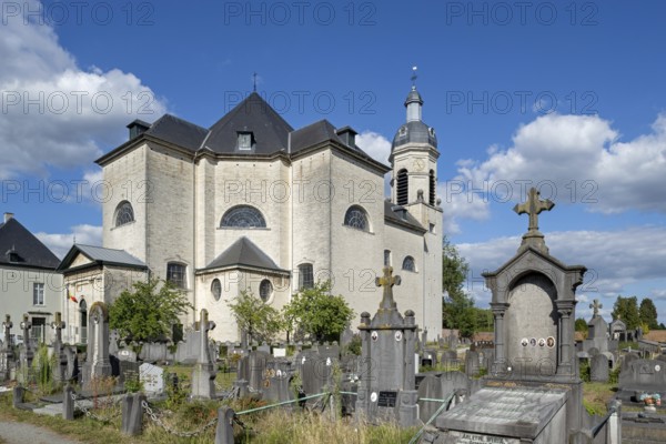 18th century Neo-classical abbey church and cemetery at Abdij van Vlierbeek, former Benedictine abbey, Kessel-Lo near Leuven, Flemish Brabant, Belgium
