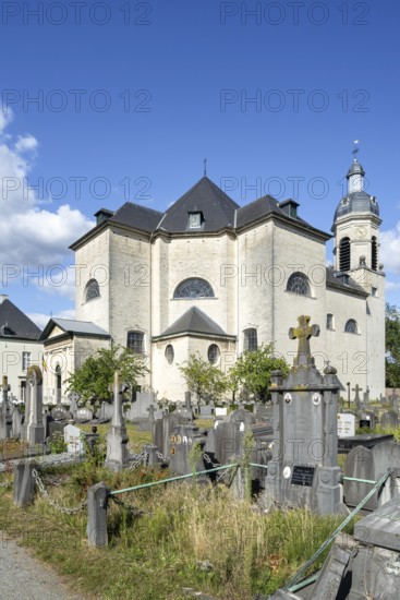 18th century Neo-classical abbey church and cemetery at Abdij van Vlierbeek, former Benedictine abbey, Kessel-Lo near Leuven, Flemish Brabant, Belgium