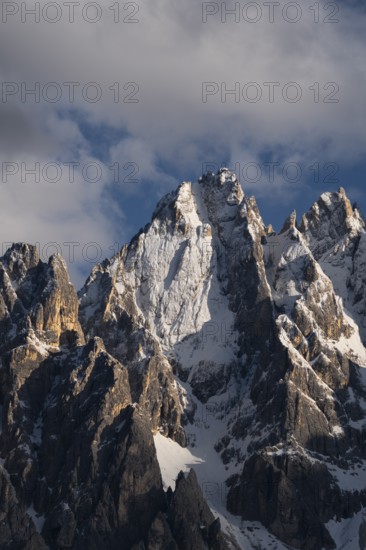 Close-up of mountain peaks of the Sesto Dolomites, San Candido, Val Pusteria, Sesto Dolomites, Dolomites, South Tyrol, Italy