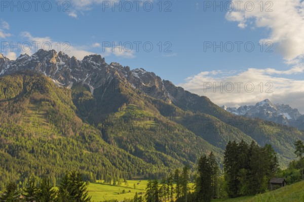 View of part of the local mountains of Innichen, Haunold, Birkenkofel, Haunold group, Pustertal, Sexten Dolomites, Dolomites, South Tyrol, Italy