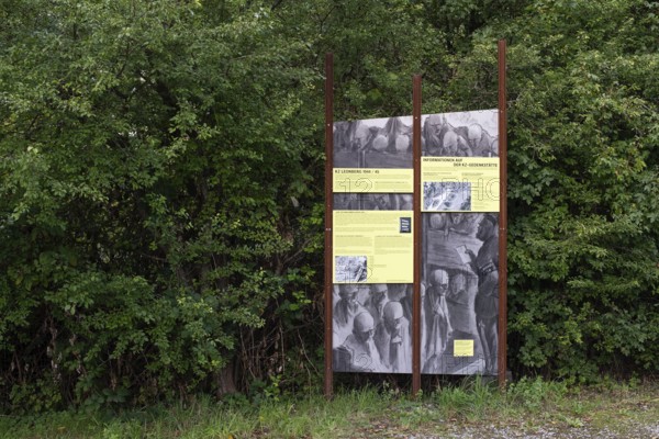 Information boards, Path of Remembrance, Leonberg Concentration Camp Memorial, Leonberg, Baden-Württemberg