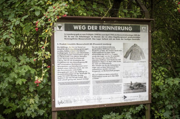 Information board, station on the Path of Remembrance, Leonberg Concentration Camp Memorial, Leonberg, Baden-Württemberg