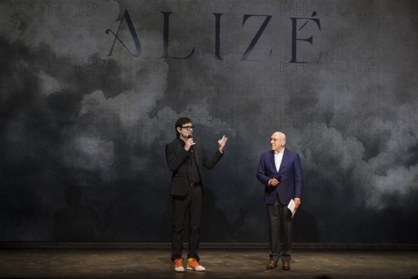 Fabrice Becker (Creative Director) and Marek Lieberberg (CEO Live Nation Germany) in front of the press screening of Alizé, a joint production by Cirque du Soleil and Live Nation at the Theater am Potsdamer Platz, Berlin, 23/09/2025