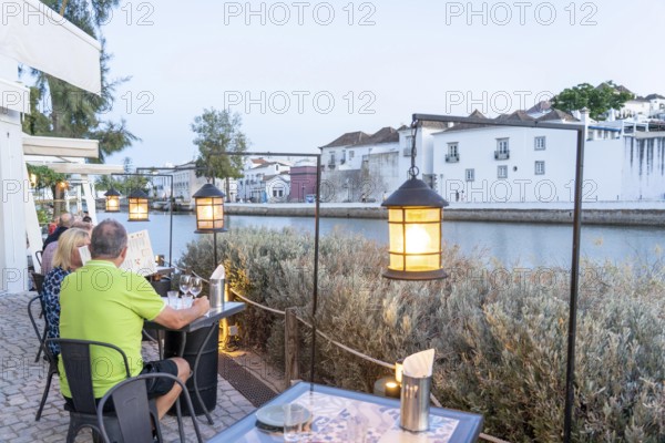 Restaurant Terraze on the Rio Gilão river, in Tavira, old town, in the east of the Algarve, Portugal