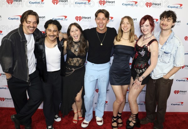 Samuel Donner, Sophia Donner, Angelina White, Riley Wilson, and the Ok Storytime podcast team at the 2025 iHeartRadio Music Festival held at T-Mobile Arena in Las Vegas, USA on September 19-20, 2025, Las Vegas, NV, USA, Las Vegas, Nevada, USA