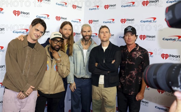 Sam Farrar, Matt Flynn, Paul PJ Morton, James Valentine, Adam Levine and Jesse Carmichael of Maroon 5 at the 2025 iHeartRadio Music Festival held at T-Mobile Arena in Las Vegas, USA on September 19-20, 2025, Las Vegas, NV, USA, Las Vegas, Nevada, USA