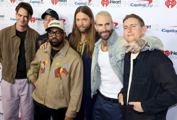 Sam Farrar, Matt Flynn, Paul PJ Morton, James Valentine, Adam Levine and Jesse Carmichael of Maroon 5 at the 2025 iHeartRadio Music Festival held at T-Mobile Arena in Las Vegas, USA on September 19-20, 2025, Las Vegas, NV, USA, Las Vegas, Nevada, USA