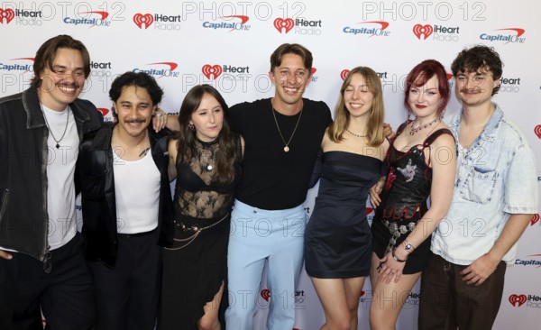 Samuel Donner, Sophia Donner, Angelina White, Riley Wilson, and the Ok Storytime podcast team at the 2025 iHeartRadio Music Festival held at T-Mobile Arena in Las Vegas, USA on September 19-20, 2025, Las Vegas, NV, USA, Las Vegas, Nevada, USA