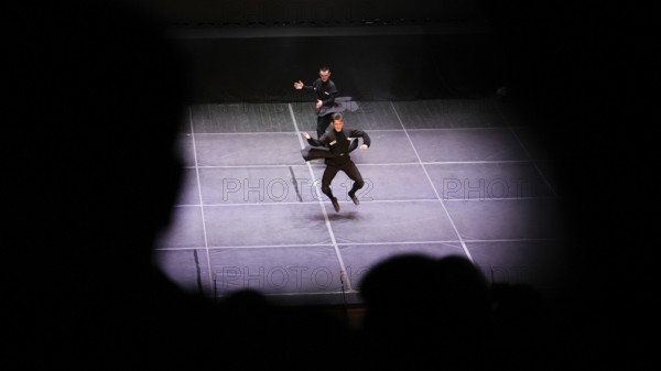Male dancers from Fire of Anatolia perform the traditional Lezginka dance in Gaziantep, showcasing energetic jumps, fast spins, and powerful gestures. The Caucasian folk dance is widely recognized across Georgia and eastern Türkiye, Gaziantep, Gaziantep, Türkiye
