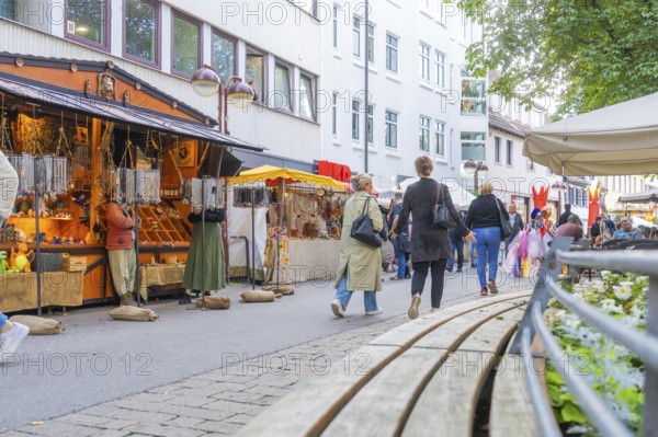 Lively street market with people, stalls and urban surroundings, Sindelfingen, Böblingen district, Germany