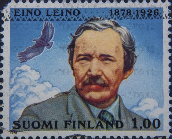 Eino Leino (1878-1926) was a Finnish poet. Portrait on Finnish postage stamp