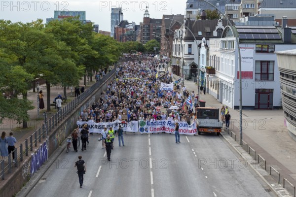 Worldwide climate strike by Fridays for Future under the motto Exit Gas - Enter Future, demonstration with rally at the fish market, Hamburg, Germany