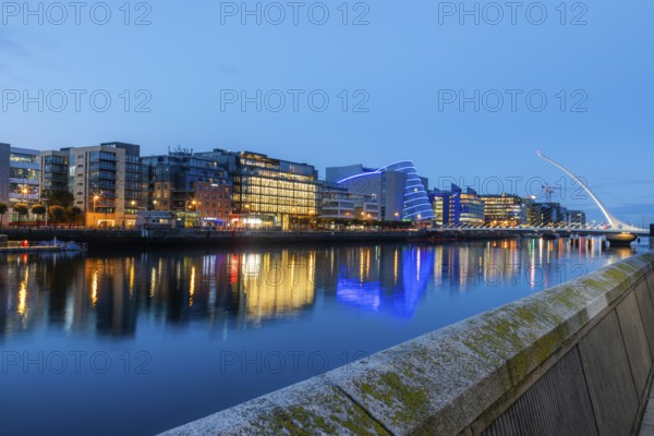 View of the River Liffey and houses on the banks, Dublin, Ireland