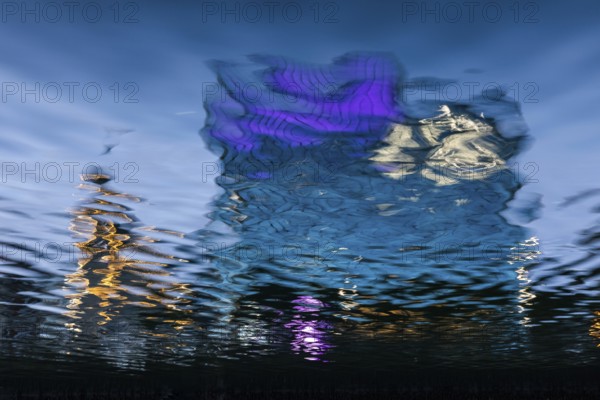 Houses reflected in the River Liffey, Dublin, Ireland