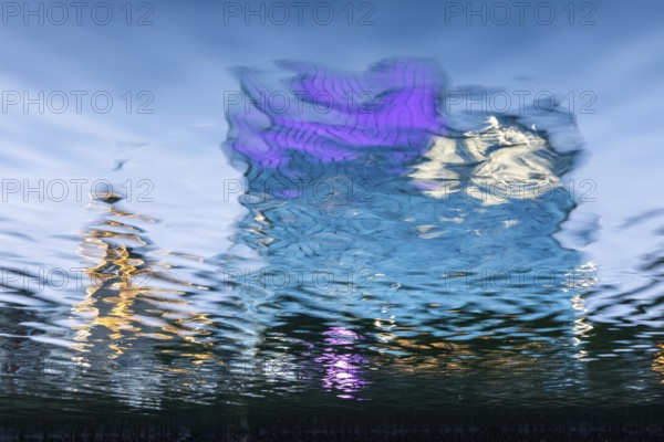 Houses reflected in the River Liffey, Dublin, Ireland