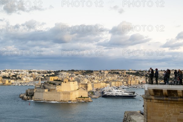 Beautiful sunset view of Valletta with a cruisers, capital city of Malta