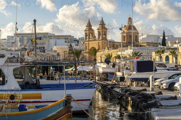 Beautiful view of Marsaxlokk, traditional maltese fisherman village on south of the island, Malta