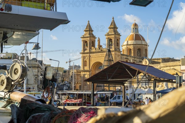 Beautiful view of Marsaxlokk, traditional maltese fisherman village on south of the island, Malta