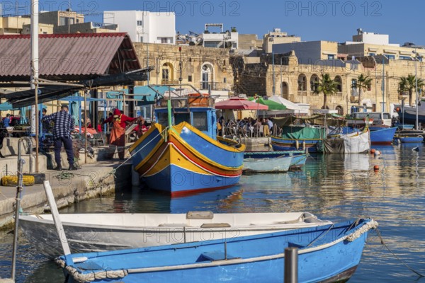 Beautiful view of Marsaxlokk, traditional maltese fisherman village on south of the island, Malta