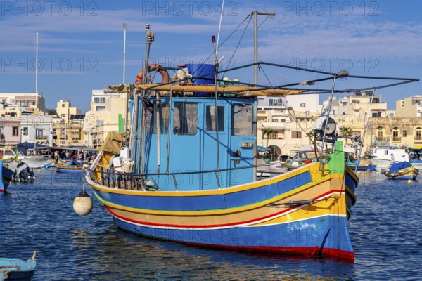 Beautiful view of Marsaxlokk, traditional maltese fisherman village on south of the island, Malta