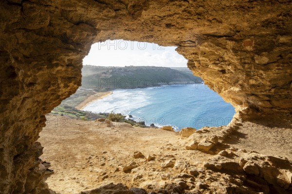 Scenic View from Tal-Mixta Cave Overlooking Ramla Bay, Gozo, Malta