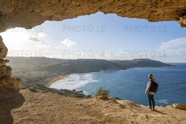 Scenic View from Tal-Mixta Cave Overlooking Ramla Bay, Gozo, Malta