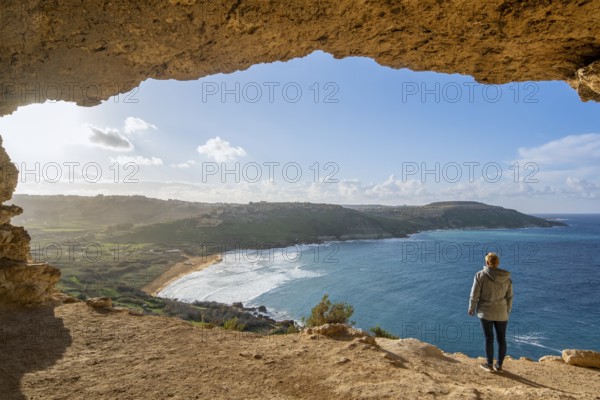 Scenic View from Tal-Mixta Cave Overlooking Ramla Bay, Gozo, Malta