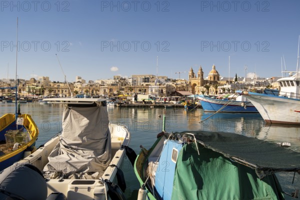 Beautiful view of Marsaxlokk, traditional maltese fisherman village on south of the island, Malta