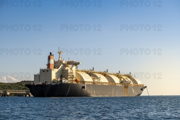 Floating Storage Unit or FSU next to power station by Marsaxlokk, south of Malta