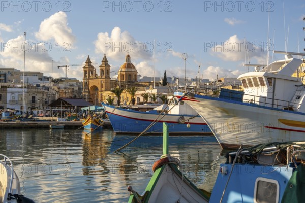Beautiful view of Marsaxlokk, traditional maltese fisherman village on south of the island, Malta