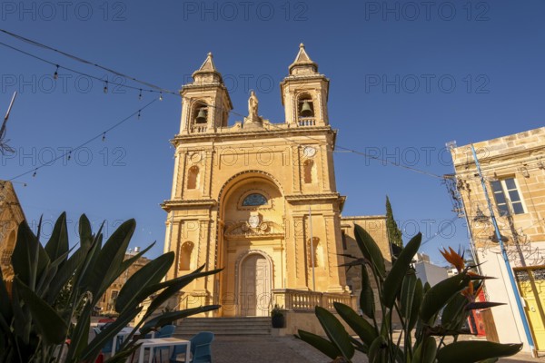 Historic Church in Marsaxlokk, Malta on a Sunny Day