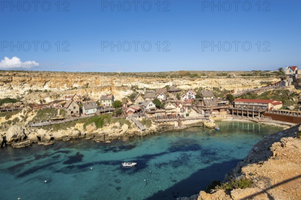 Scenic, colorful Popeye Village in Anchor Bay, Malta