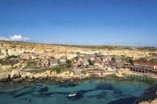 Scenic, colorful Popeye Village in Anchor Bay, Malta