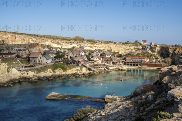 Scenic, colorful Popeye Village in Anchor Bay, Malta