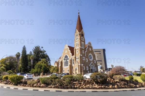 Christuskirche is a historic Lutheran church built between 1907 and 1910 during the German colonial period, Windhoek, Namibia
