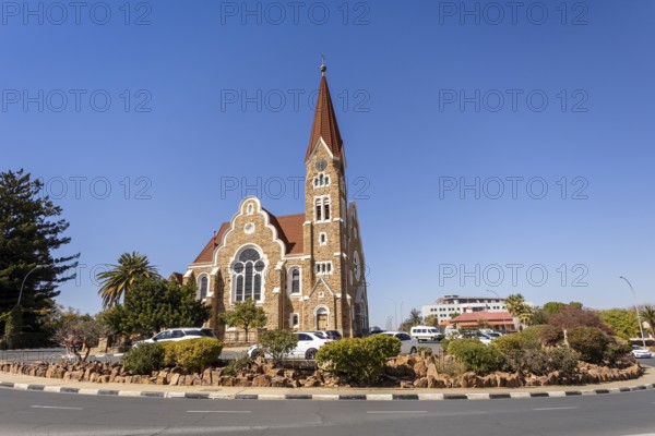 Christuskirche is a historic Lutheran church built between 1907 and 1910 during the German colonial period, Windhoek, Namibia