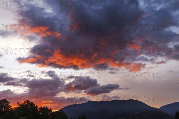 Cloudy mood at dawn, Mugel mountain, Leoben, Styria, Austria