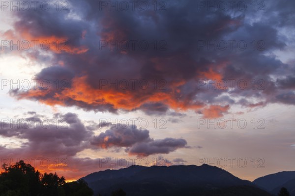 Cloudy mood at dawn, Mugel mountain, Leoben, Styria, Austria